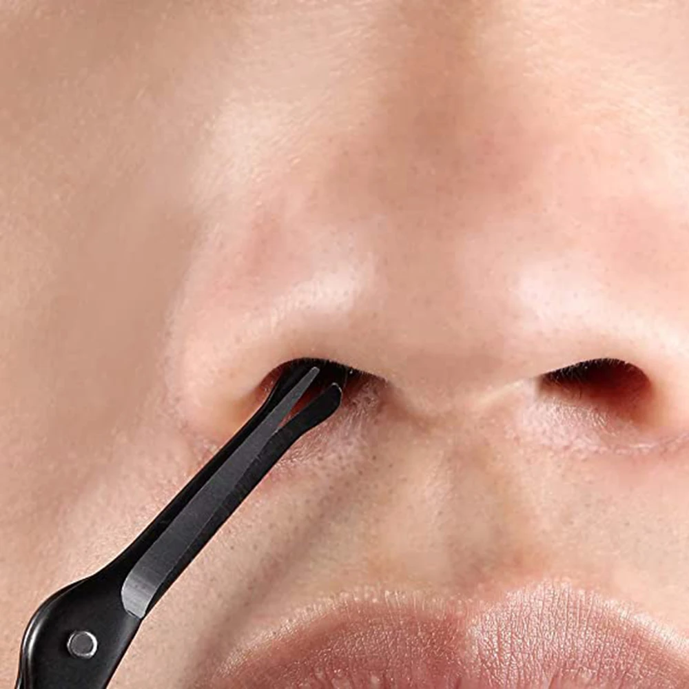 Rounded Tip Stork Scissors Professional Stainless Steel With Black Titanium Coated Nose Hair Cutting Scissor