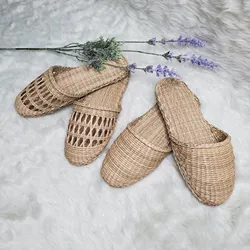 Wholesale seagrass straw flat slippers handmade sea grass flip flops new fashion trend made in Vietnam