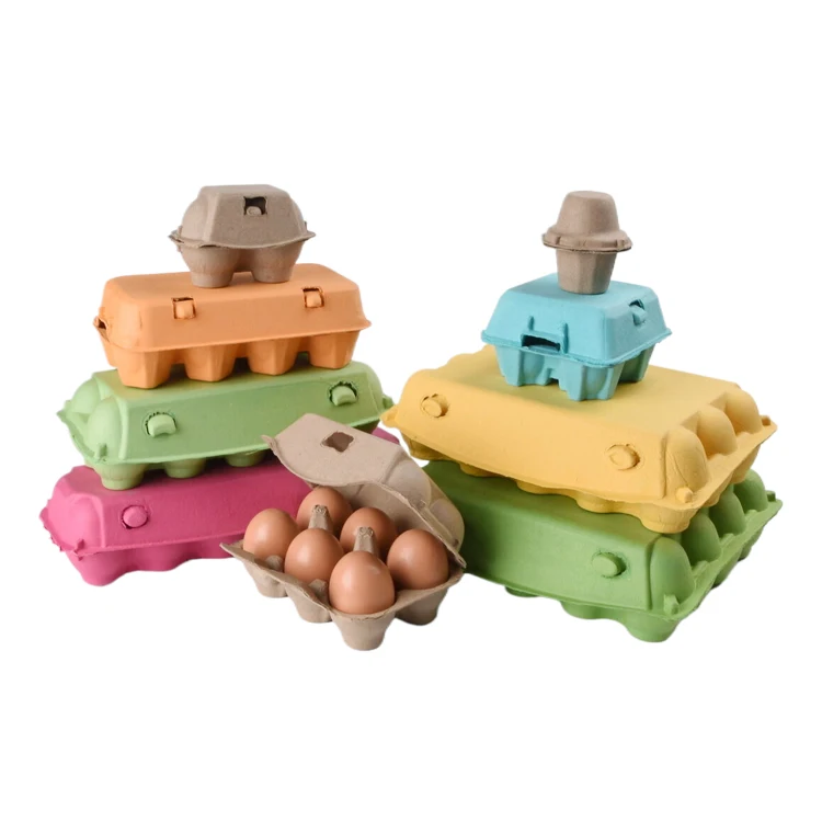 biodegradable paper pulp egg carton box packaging disposable pulp egg tray 6 10  15 30 with logo