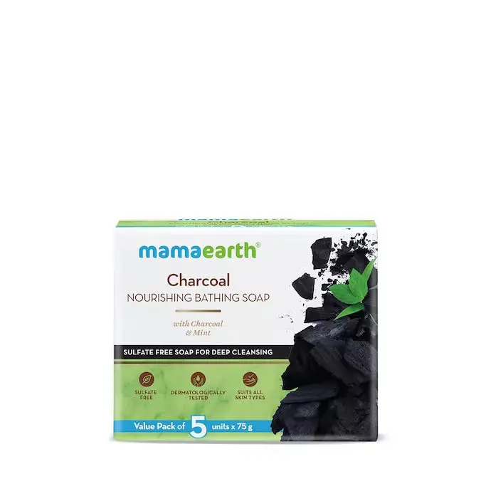 Mama Earth Charcoal Nourishing Bathing Soap With Charcoal And Mint For Deep Cleansing - 5x75g Buy From Indian Supplier