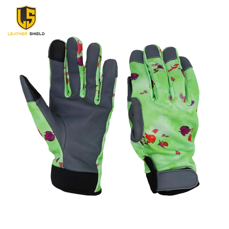 Hot Selling leather shield Floral Garden Women Gardening Gloves