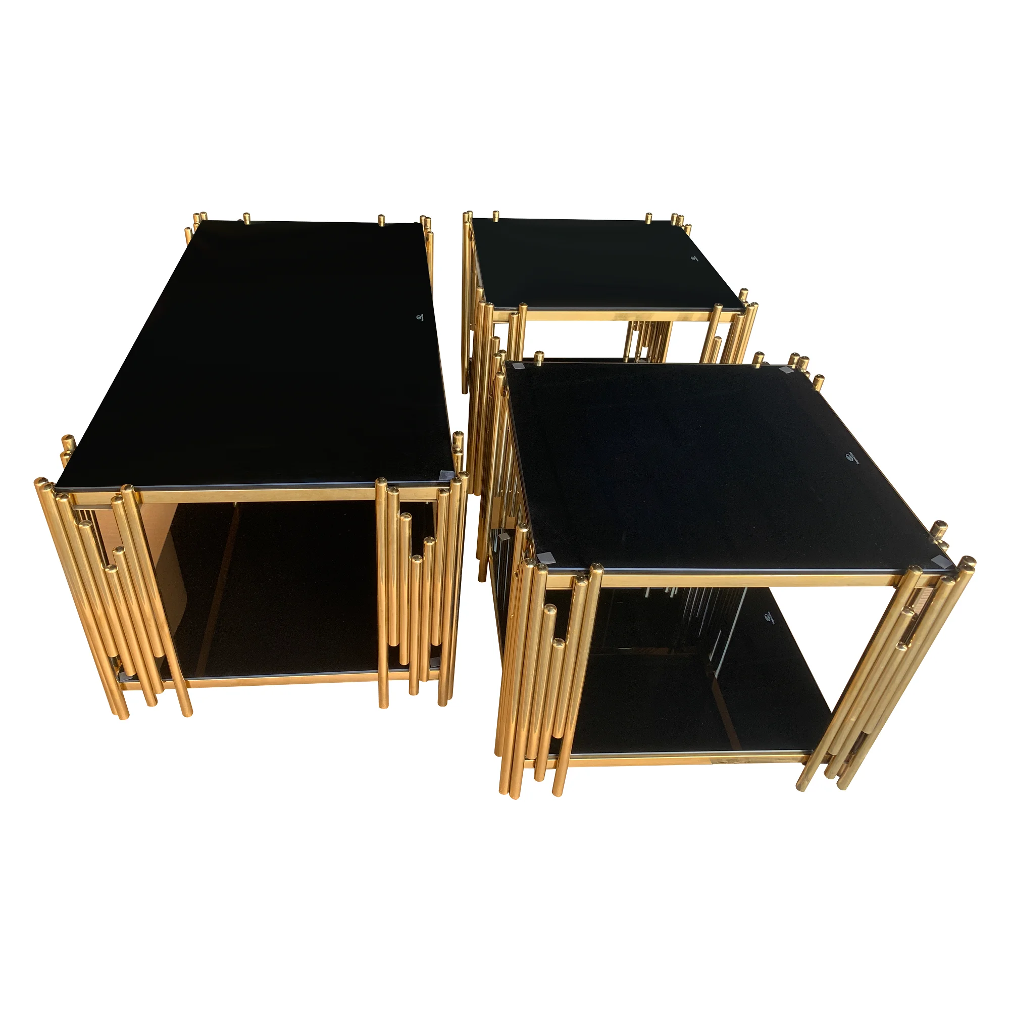 Luxury Modern Design Golden Simple Polished Tempered Tempered Glass Top Rectangular Coffee Table Coffee Table