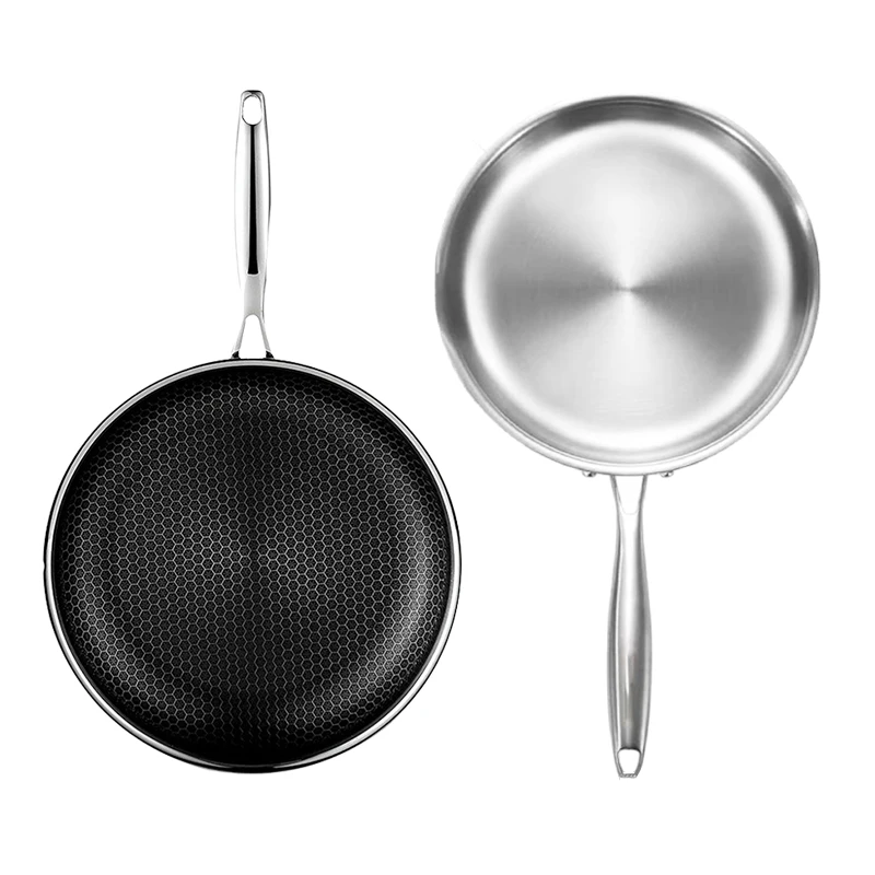 Korean 304 Stainless Steel Non-stick Fry Pan 28cm Kitchen Eterna Coating Honeycomb Cookware Nonstick Frying Pan
