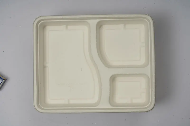Eco Safe Disposable 3 Compartment Premium Rectangular Meal Trays Leak Proof Premium Plates for Sale from India