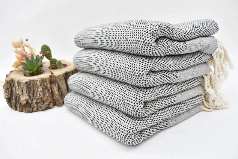 Direct from Producer in Turkey Hasir Black Turkish Cotton Adult Sports Towel for Yacht Gym Yoga Picnic Woven Techniques