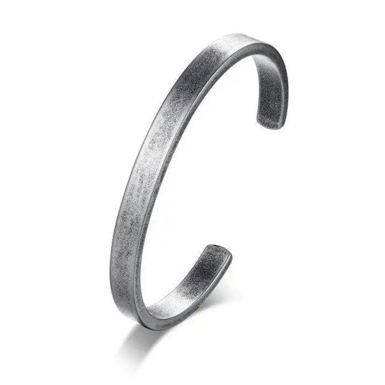 Stainless Steel Mens Silver Cuff Bracelets Dark Silver Metal Bracelet For Beautiful Lovers