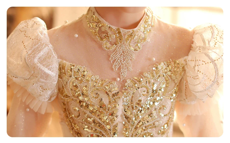 Flower Girl Luxury Sequin Tutu Wedding Flower Girl Dress Graceful Party Birthday Stage Piano Bridal Princess Dress