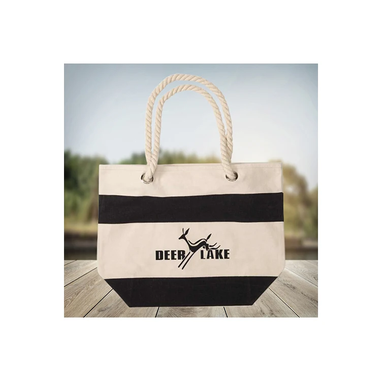 Custom Logo beach bag, Wholesale shopping tote beach bag, High quality cotton canvas beach bag