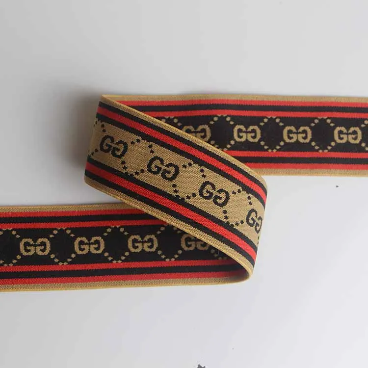 Custom Fashion Label Nylon/polyester Knitted Jacquard Ribbon Soft Elastic Band for Underwear Boxer Waist Band Belt Custom Logo