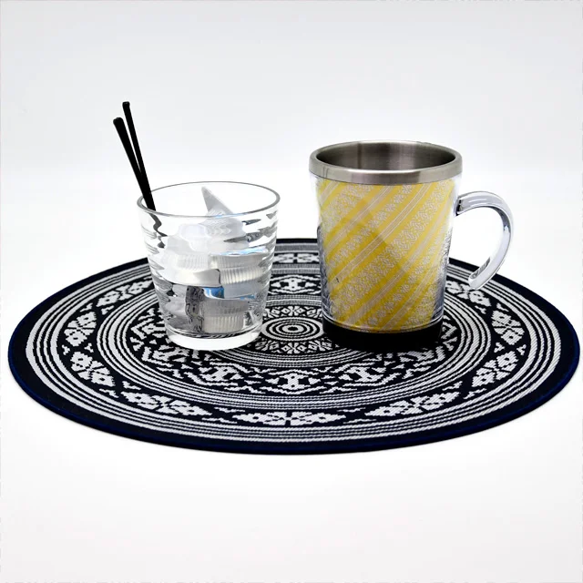 Round centerpiece on the table For fashionable desk decoration Hakata textile Outer: 100% polyester, Inner: synthetic leather