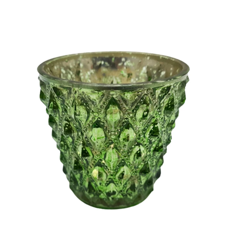 Glass Unique Design Round Votive Green Colour Modern Style Candle Jars  For Wedding & Home Decoration Customized In Bulk