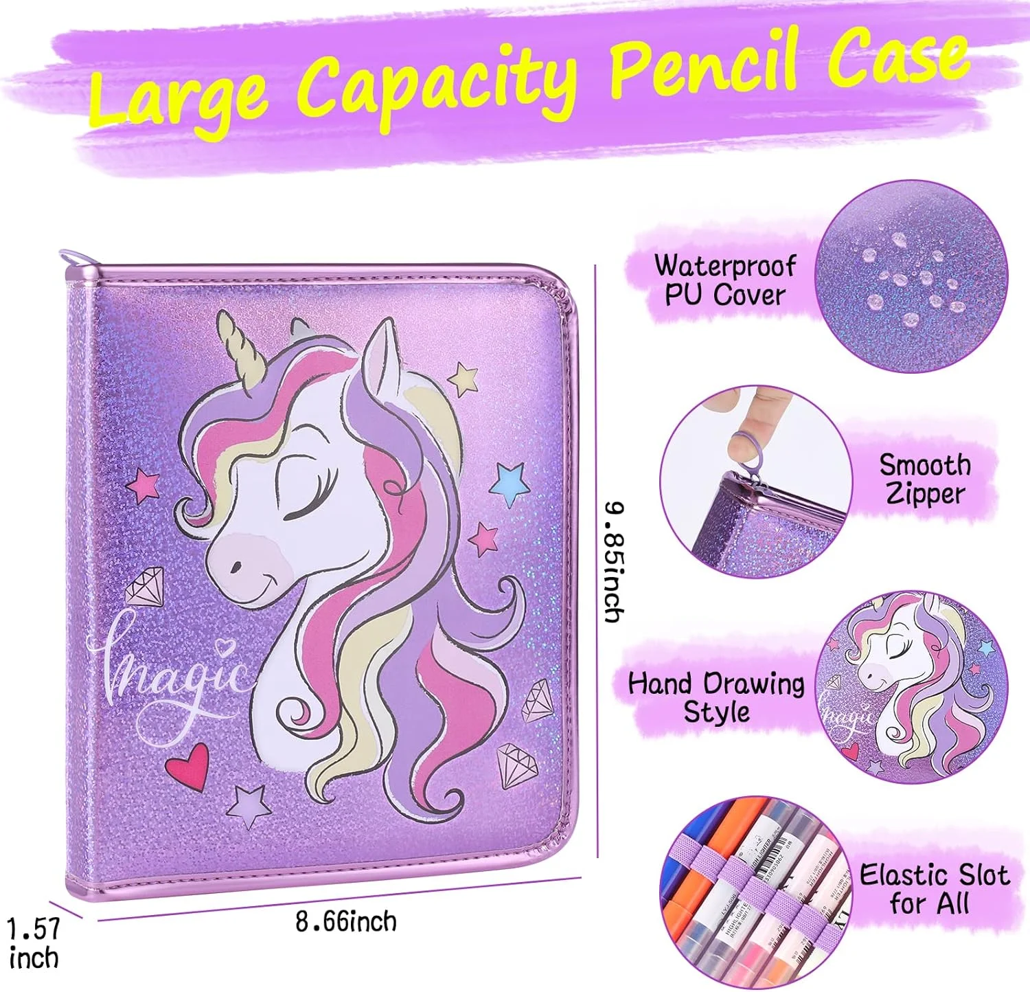 New Design Unicorn Art Supplies Pencil Case Portable Kids Coloring Painting Marker Set For Girls Holiday Gifts