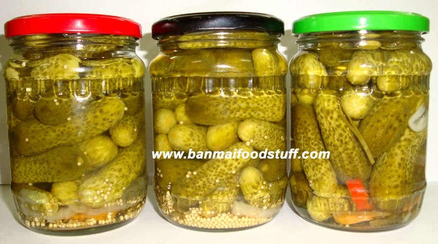 VIETNAMESE CANNED PRODUCER FOR PICKLED BABY CUCUMBERS INCLUDING SMALLEST JAR 370ML SIZE 3-6CM CHOICE QUALITY