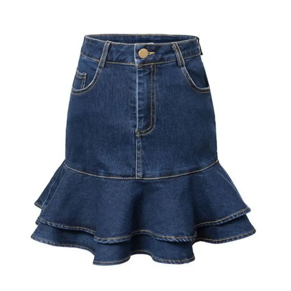 Blue Denim Womens Summer Streetwear Casual Shorts Stylish Mermaid Skirt Design for Trendy Effortless Summer Fashion wholesale