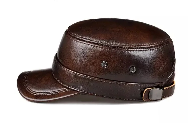 Real Leather Luxury Brand Hats Women Men-Cap Flat Female Adjustable Autumn Winter Captain-Caps wholesale offer