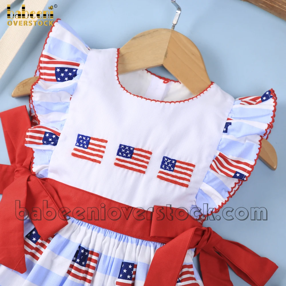 4th of July graceful baby dress ODM OEM wholesale smocked girl dress high quality Babeeni Brand - BB1870