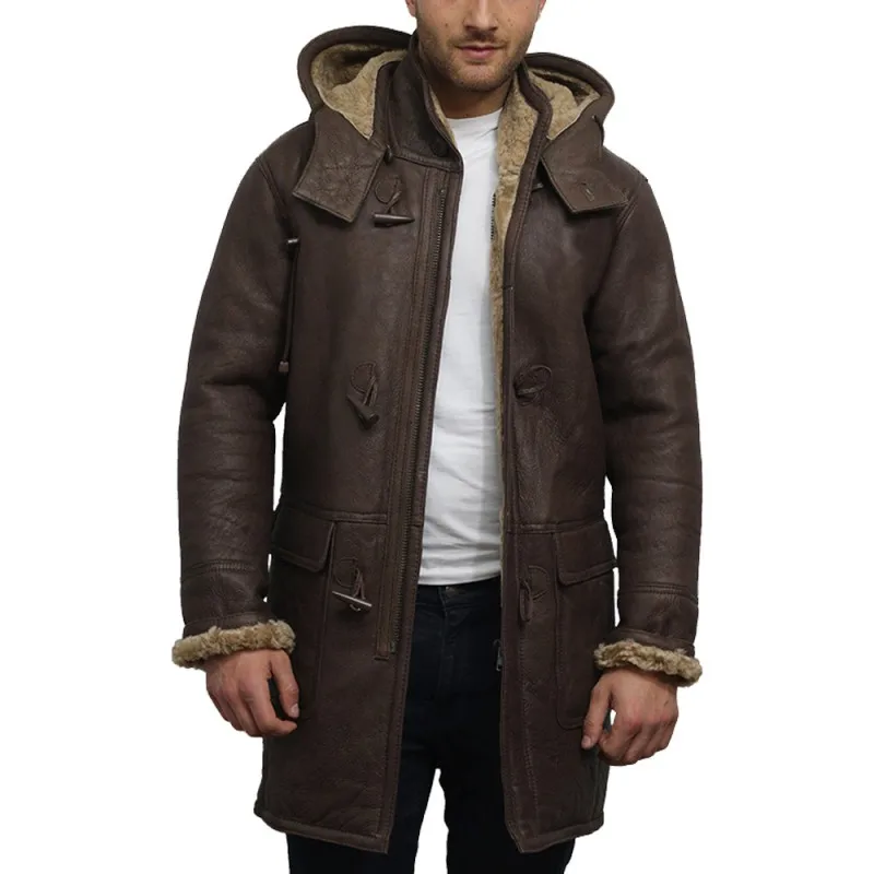 Top trending 2024 latest design brown premium coat for sale polyester wadding sustainable 100% genuine leather coat