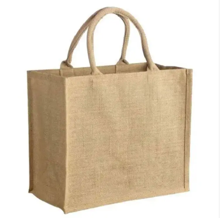 Natural Burlap Reusable Grocery Shopping Bridesmaid Online Wholesale Packing Tote Jute Bag