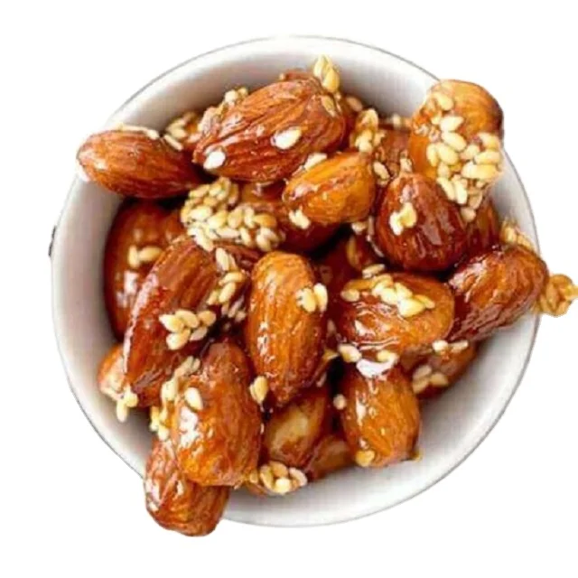 Almonds With Honey And Sesame Coating Healthy Snack Tasty Vegetarian at best wholesale rate premium quality