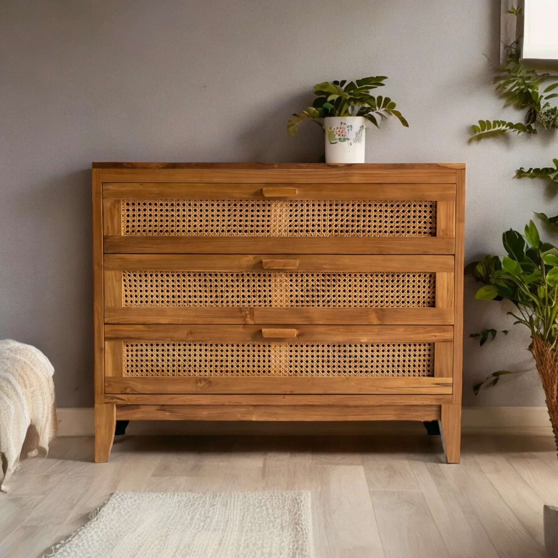modern and luxury solid wood white storage cabinet best high quality multipurpose handcrafted handpainted rattan living room