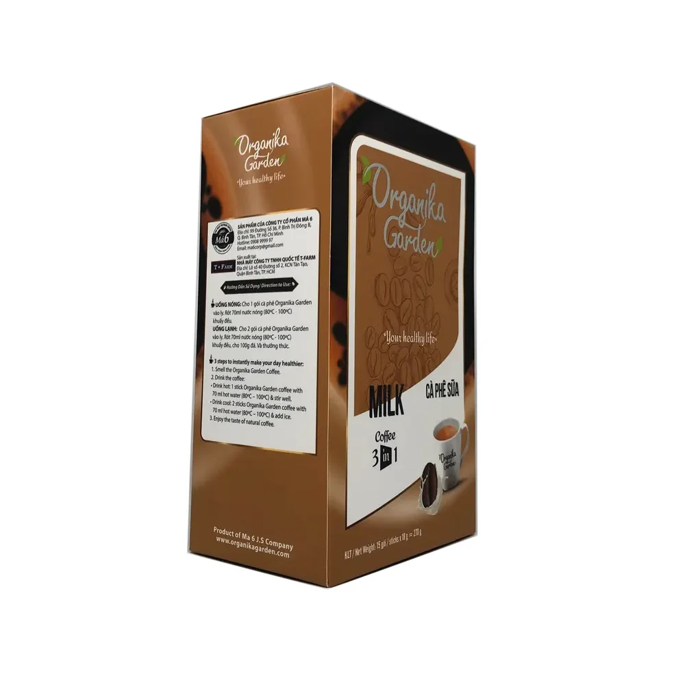 Best Manufacturer Sweet Box Packaging Coffee Instant Factory MA6 ORGANIKA COFFEE - MILK COFFEE 3 IN 1 Made From Viet Nam