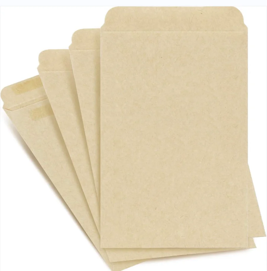 Custom Double Latex Adhesive Small Recycled Kraft Paper Envelopes Self-Sealing Printable Eco Seed Packet Envelopes for Seeds