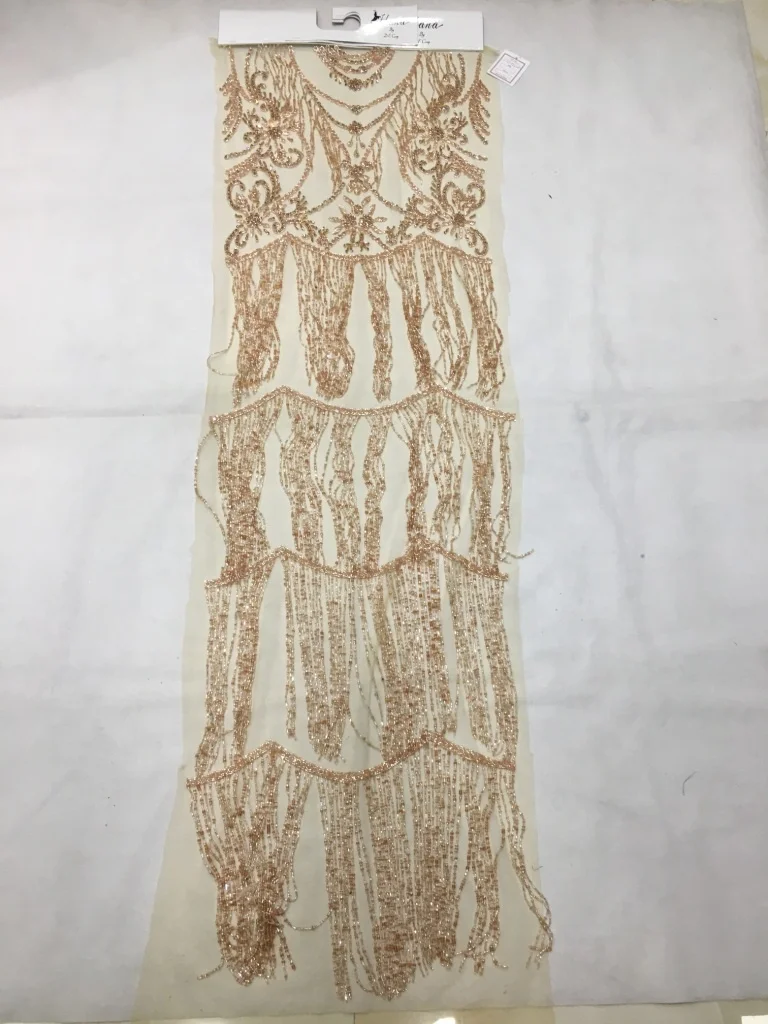 New Style Long Evening Hand Embroidered Unstiched Evening Dress with Handbeaded Sparkling fringes (unstitched Sample Display)