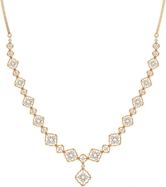 Дизайнерское модное женское лабораторное VVS бриллиантовое ожерелье 14 КТ розовое золото ювелирные изделия оптом CVD бриллианты ожерелья