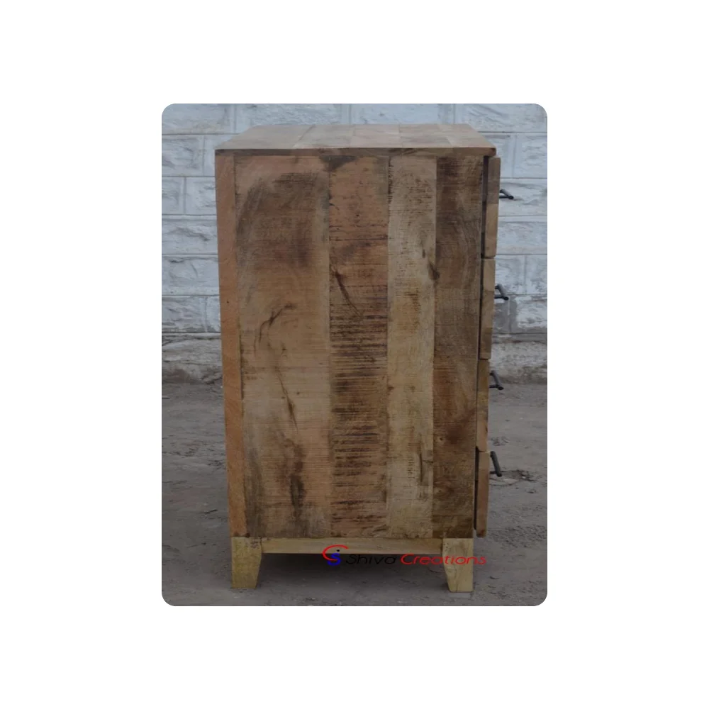 High Quality Indian Wooden 4 Drawer Chest Cabinet Cheap Mango Wood Furniture Indoor Modern Wood Furniture