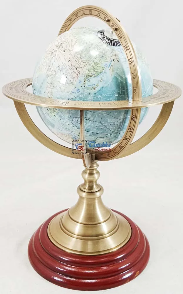 Antique Decorative World Globe Desktop Rotating World Globe Metal Crafts Nautical Authentic Home Decor Globe