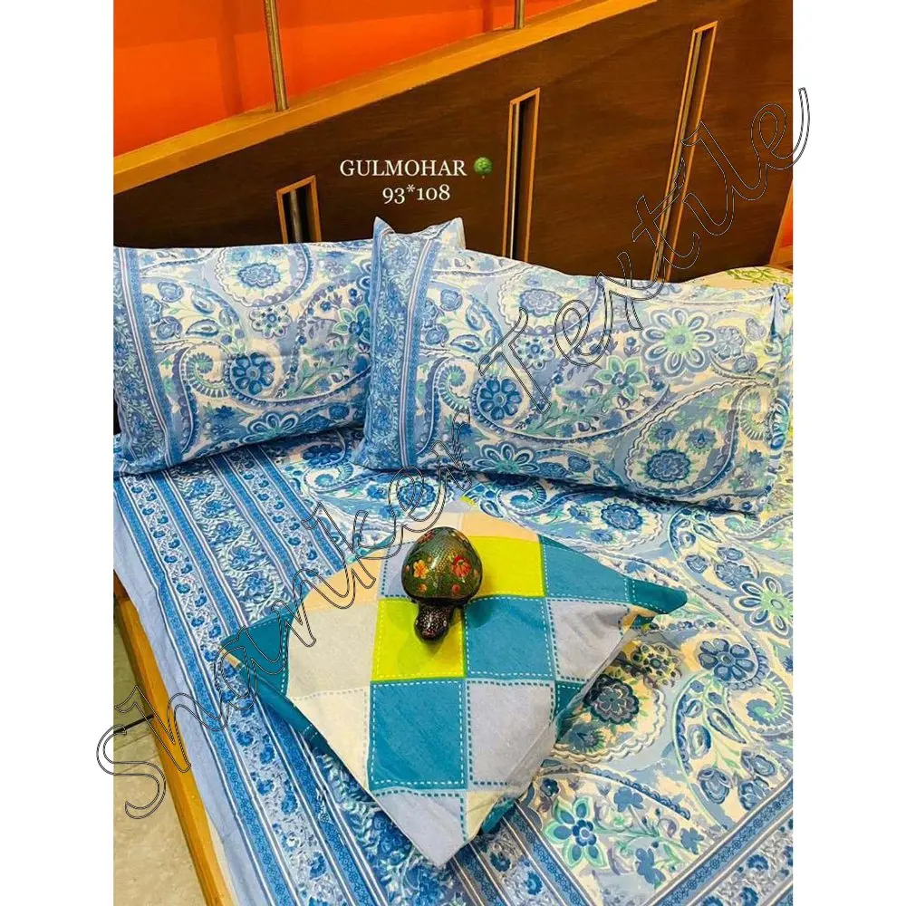 Modern 3pcs Romantic Floral Bed Sheet and Pillow Cover Set New Design Cotton Filling for Home or Hotel Use