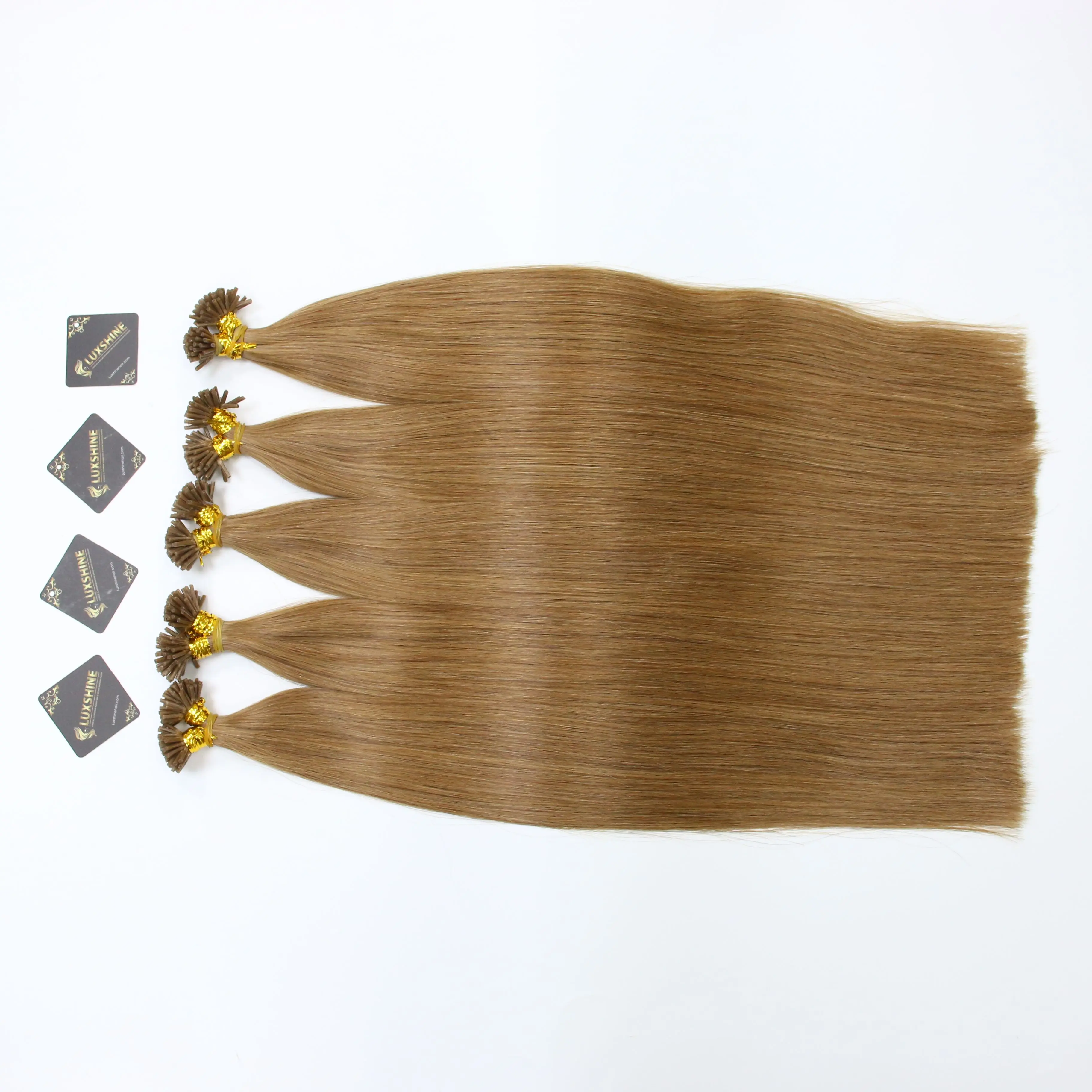Wholesale 100% I Tip Human Hair Extension Double Drawn Virgin Hair Dark Brown Color #8 Light Brown