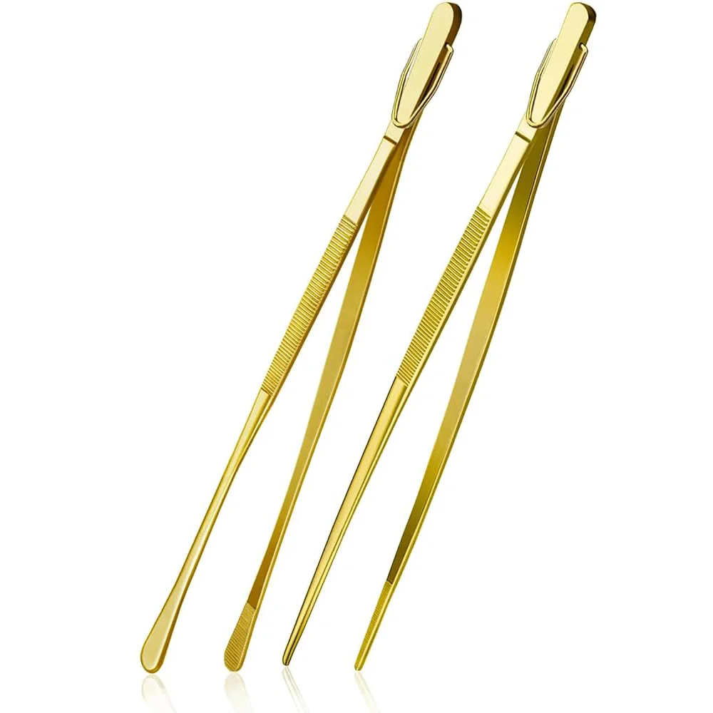 Kitchen Tweezers Stainless Steel Tongs with Precision Serrated Tips for Cooking and Medical 12 Inch