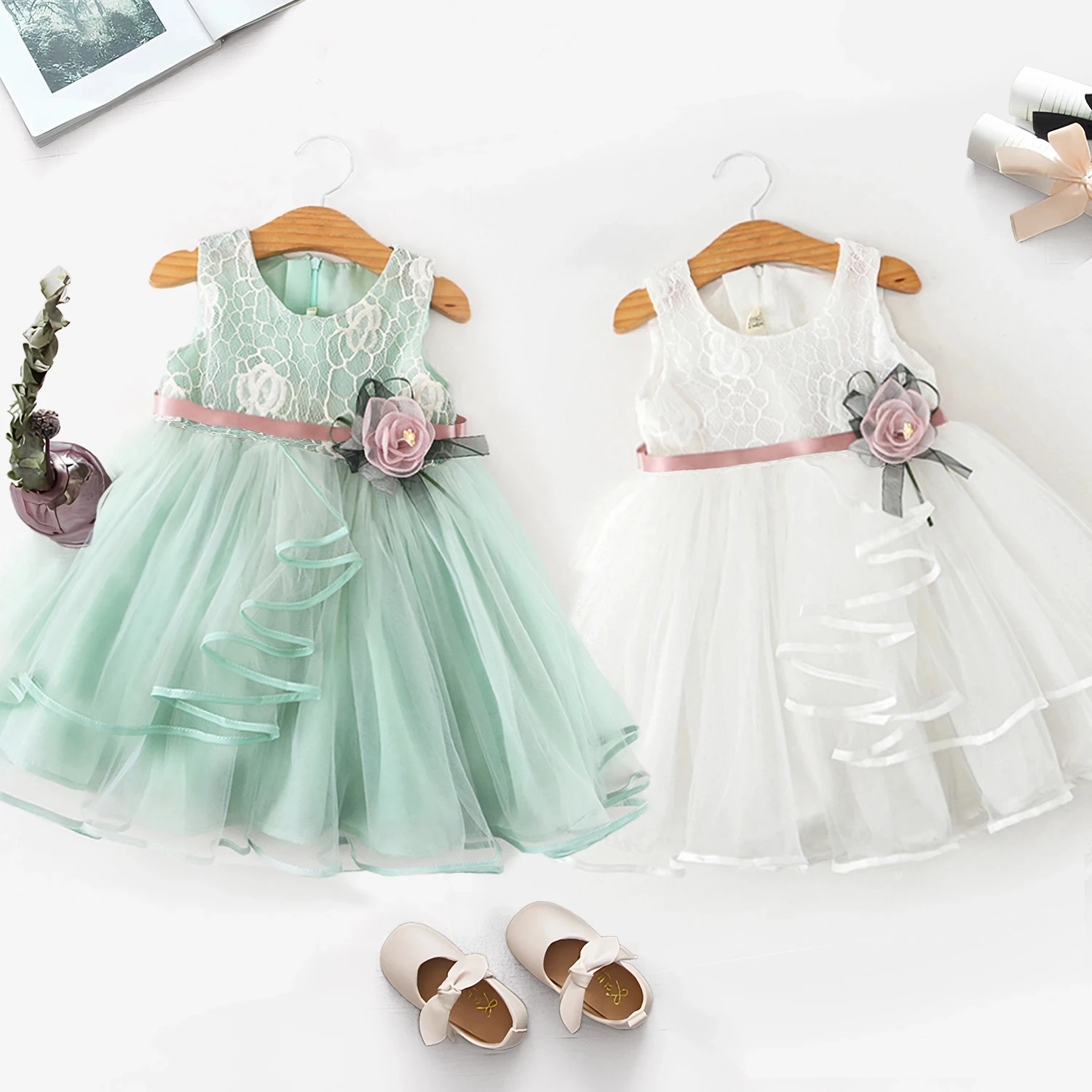 Conyson High Quality Lace Dress For Baby Girls Toddler Girl Baptism Clothing Kids Princess Party Ball Gown Little Girl Dresses