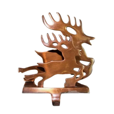 Gold Finished Stylish Home Decor Metal Christmas Socks Stocking Holder Felt Holidays Festive Decor Made in India