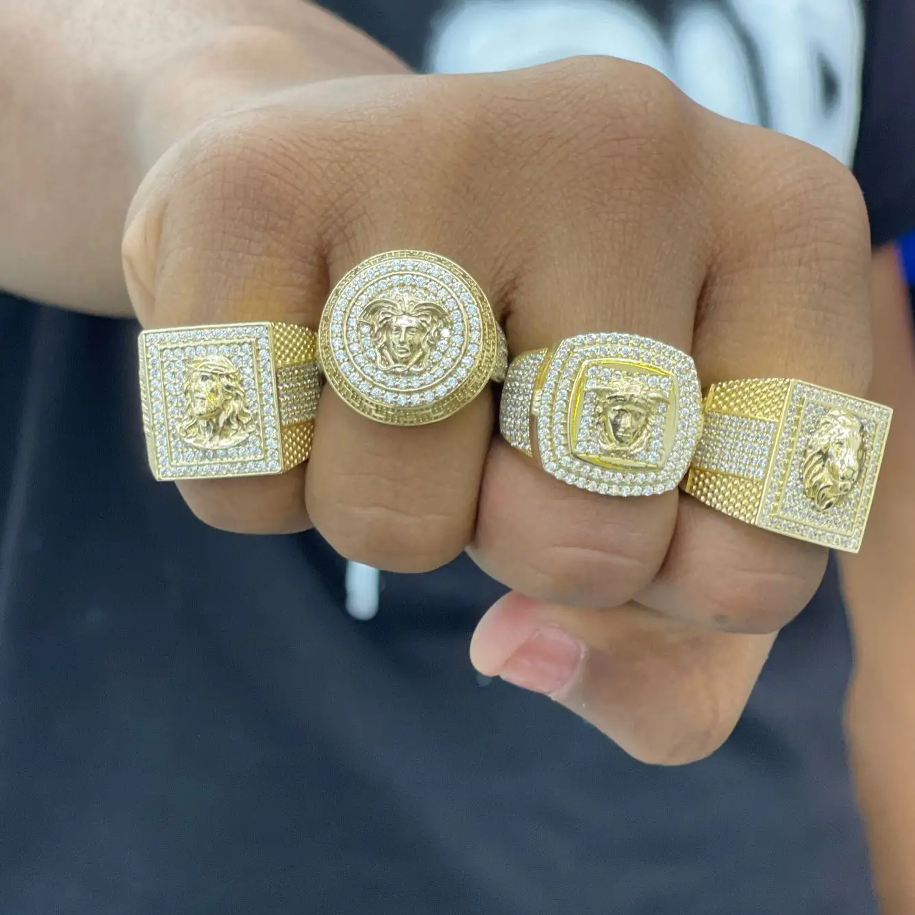 Hip Hop Jewelry 925 Sterling Silver 14K 18K Gold Plated VVS Moissanite Diamond Iced Out Men Championship Rings