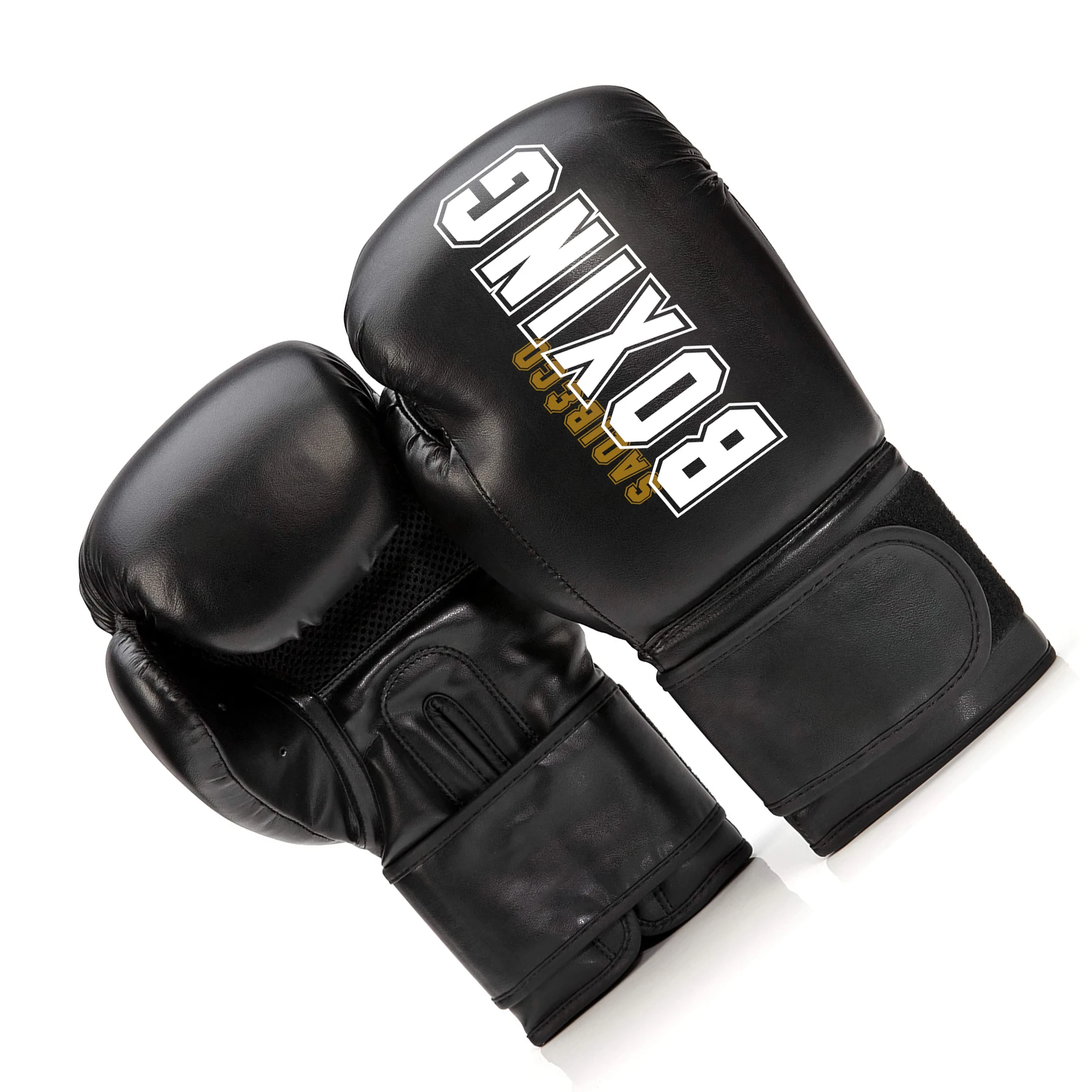 Black Shin Leather Training Boxing Gloves High Quality MMA Gloves & Sparring Boxing Gloves