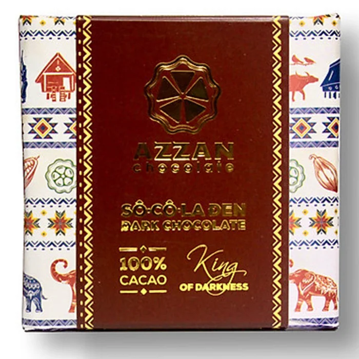Premium Slightly Bitter And Sour Taste Distinct Cocoa Flavor Azzan Dark Chocolate 100% Cacao Made In Vietnam