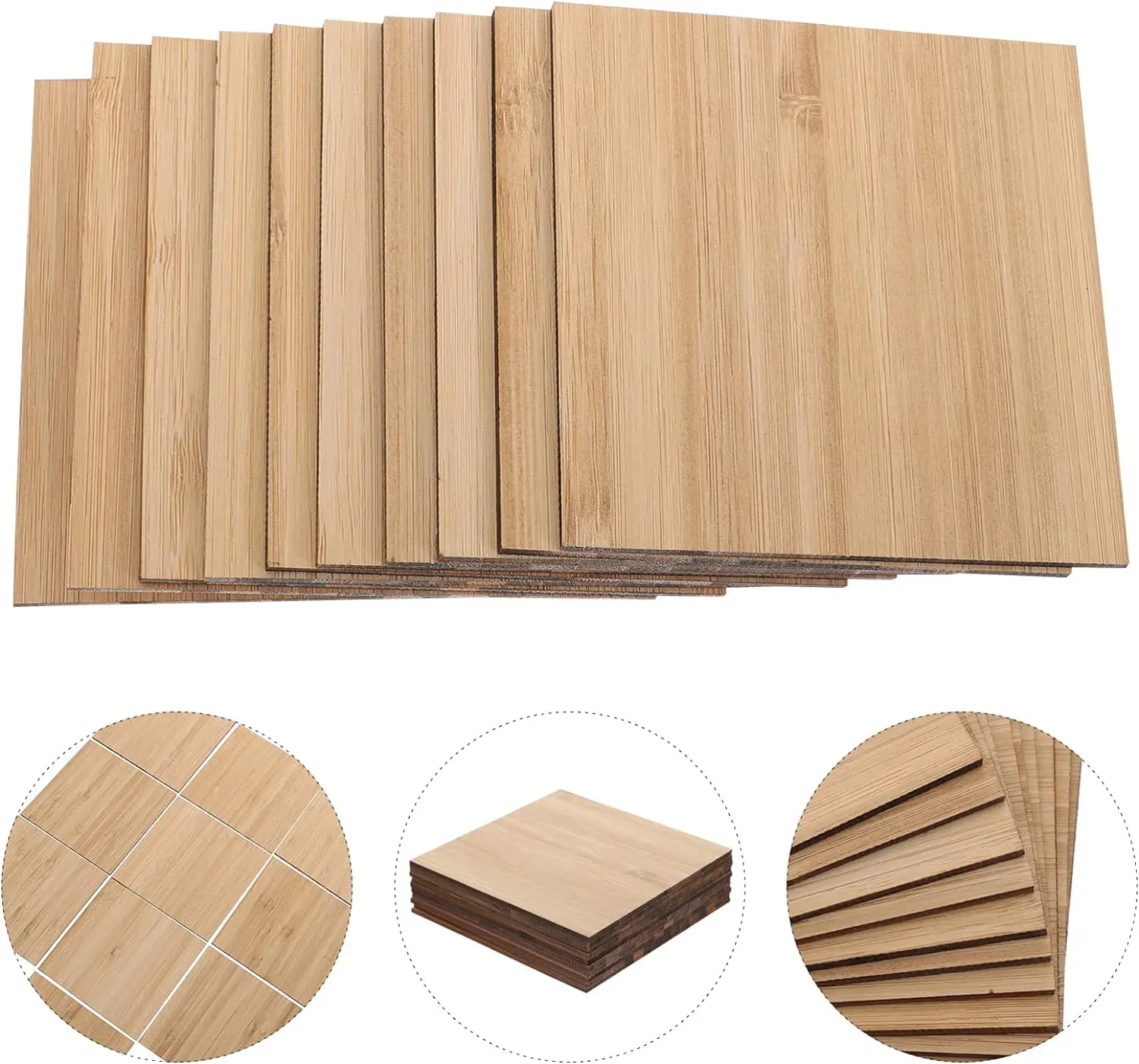 1/8 x 8 x 8 inch Ecofriendly Premium Bamboo Plywood Unfinished Craft Wooden Sheets Wood Pieces Blank Wood Slices for Laser