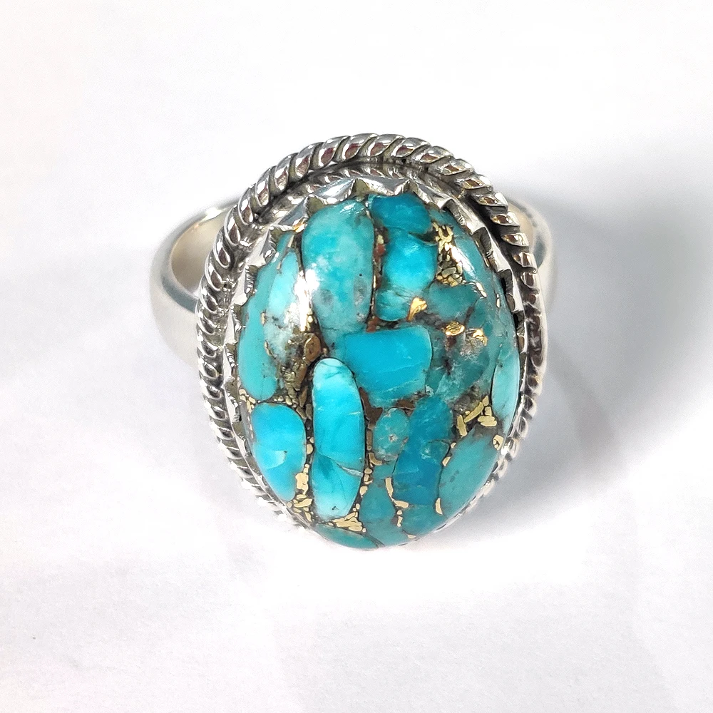 Custom turquoise ring mens and women 925 Sterling Silver natural stone rings