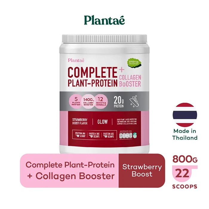 Recommended High Quality Complete Plant Protein + Collagen Booster Strawberry from Thailand