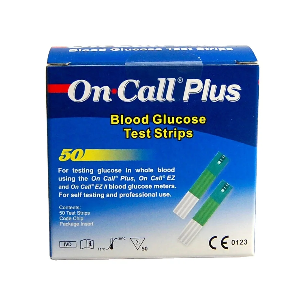 On Call Plus Blood Glucose Test Strips 50 Pack Testing Strips For Diabetic Monitoring Blood Glucose Test Strips