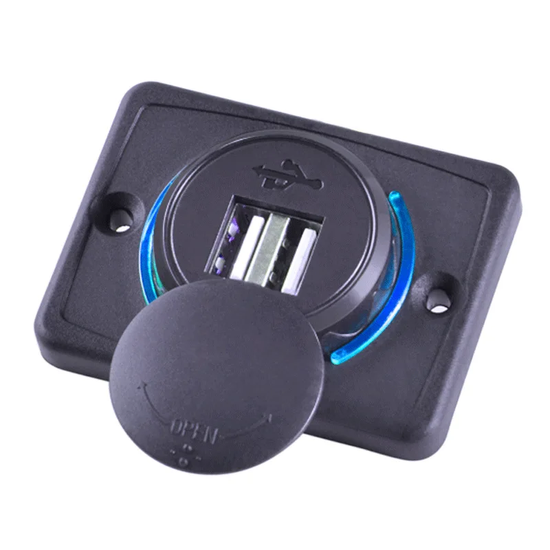 New Bluetooths RVs Bus with colorful led light 3.1A Quick Adapter Dual USB Port Type C PD Car charging station