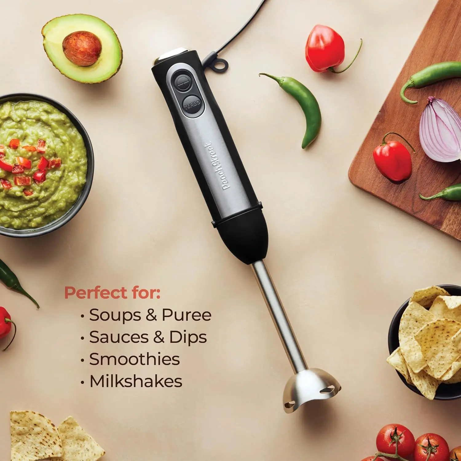 Powerful 500-Watt Immersion Blender with Turbo Mode Electric Hand Blender Detachable Base German Food Mixer for Kitchen Use