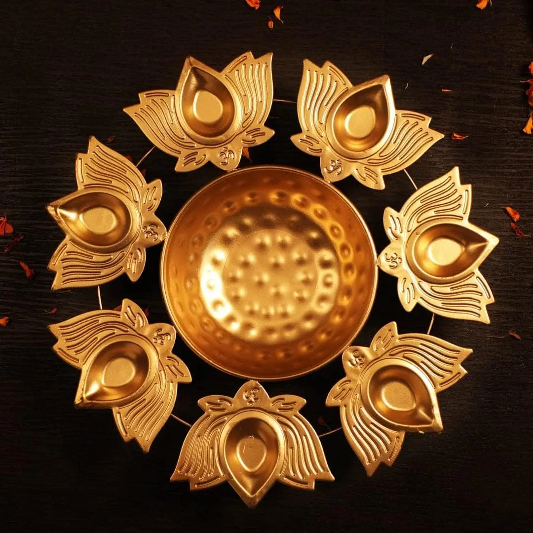 Metal Urli Bowl  Large Decorative Handi Craft Ideal For Home Decor  Lotus Design