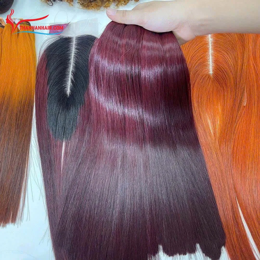 Best Selling!!! Remy Virgin Red Wine Color Bundles Hair Double Weft machine Bone Straight Hair Suppliers
