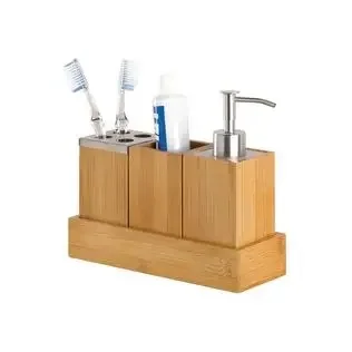 Luxury design Bamboo Wooden Bathroom Set Bathroom home and kitchenware set bathroom soap toothbrush holder BY N M CRAFT