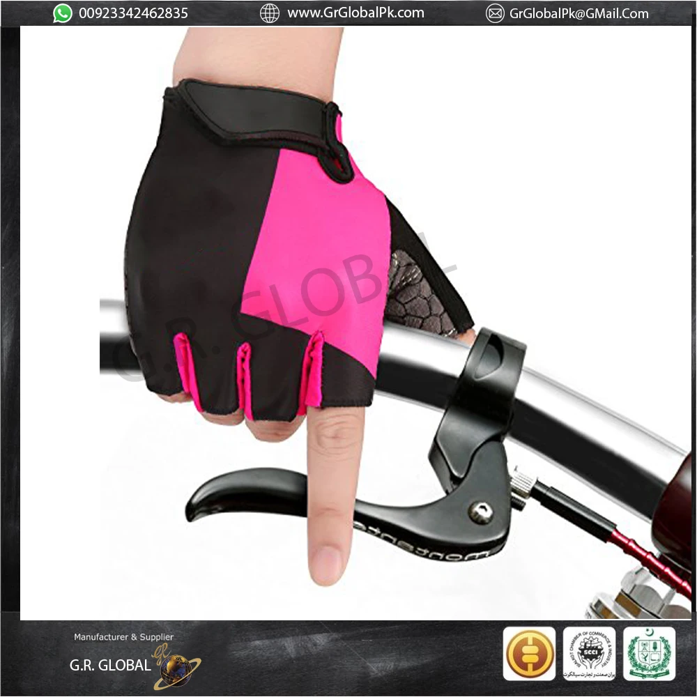 Customizable Design Deerskin Leather Gloves Fingerless Motorcycle Gloves with Gel Palm and Wrist Strap Racing Motorbike Gloves