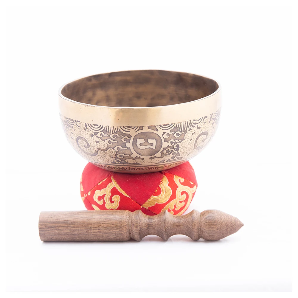 High Quality Hand Hammered Tibetan Sin ging Bowl Used For Chakra Healing With Wooden Mallet And Silk Pillow Buy At Best Price