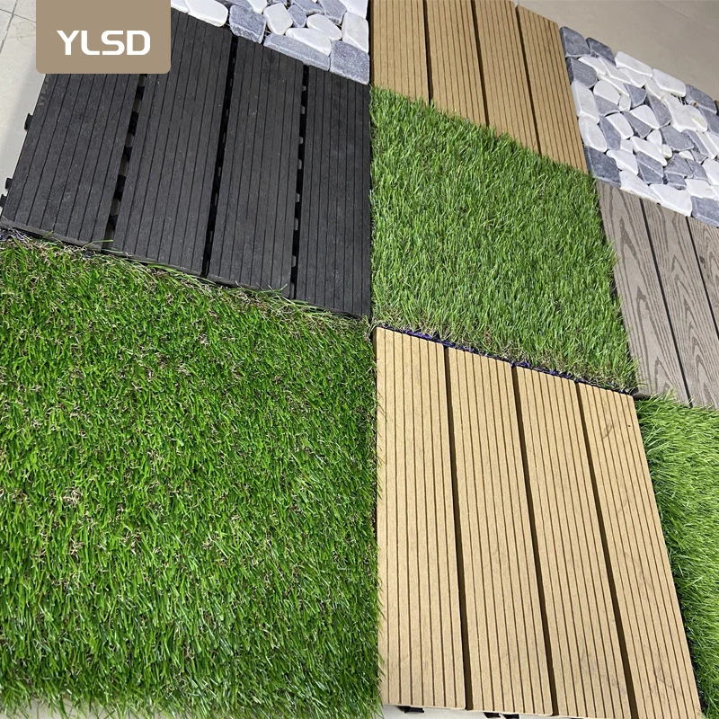 Diy Deck Tiles Wpc Outdoor Flooring cheap price chocolate and reddish brown hollow decking 300 x 300 Wood Plastic Decking